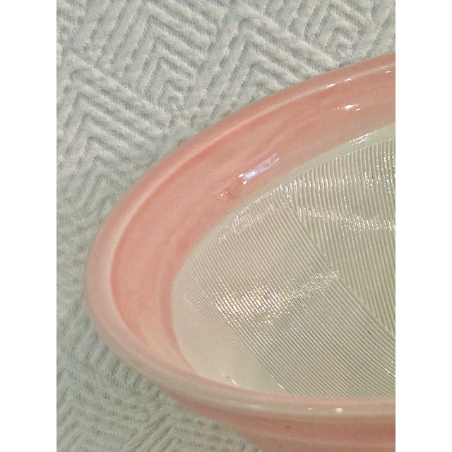Pink Vintage Japanese Pink Glazed Earthenware Bowl With Textured Suribachi Interior For Sale - Image 8 of 12