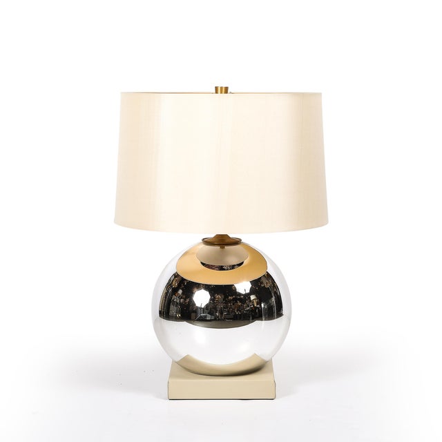 Mid 20th Century Modernist Mercury Glass Table Lamps With Leather Wrapped Bases by Lorin Marsh For Sale - Image 5 of 17