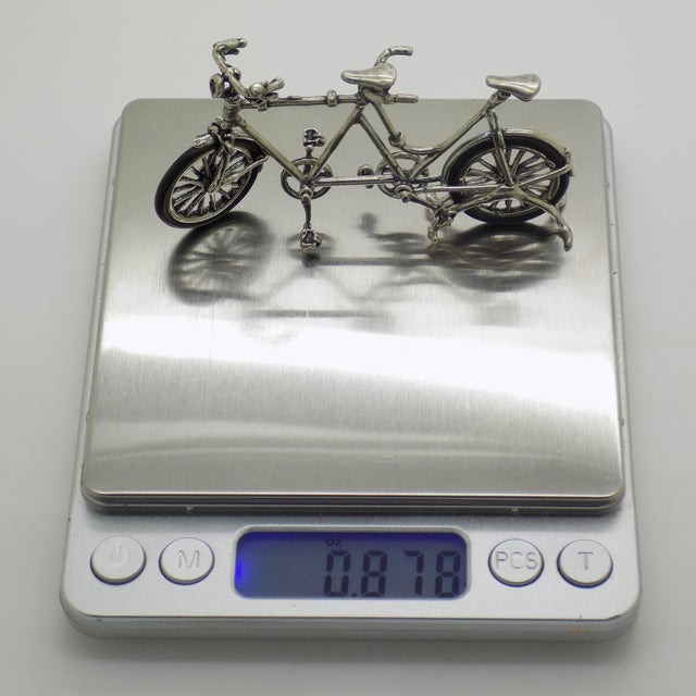 Large Vintage Italian Silver 800 Tandem Bicycle Figurine, 1970s For Sale - Image 12 of 14