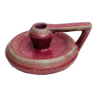 1900s Arts & Crafts Fulper Pottery Handled Candlestick For Sale