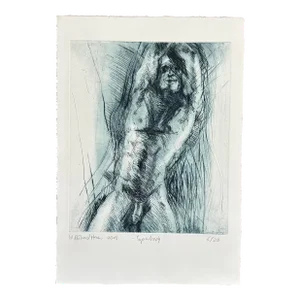 Willibrord Haas Dry Point Etching of Male Nude Study, 2010