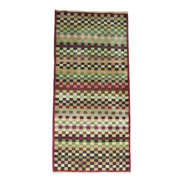 Checkerboard Vintage Runner, 3' X 6'9'' For Sale