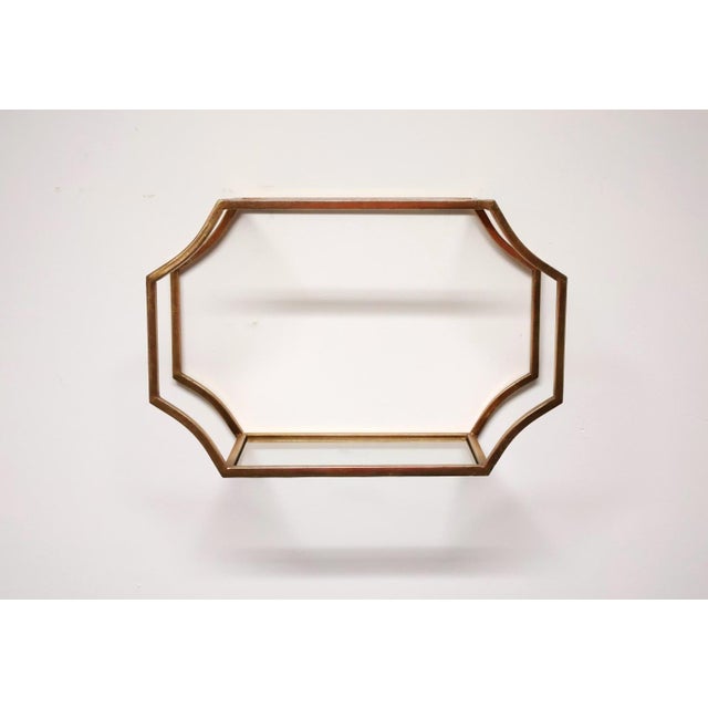 Metal Set of 3 Gold Metal & Glass Floating Wall Display Shelves For Sale - Image 7 of 8