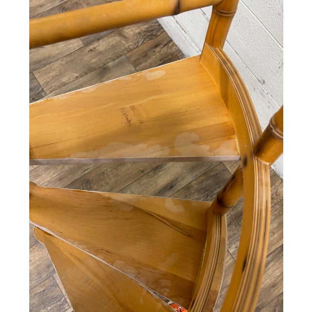 Pink Vintage Rattan or Bamboo Spiral Library Steps Step Ladder Bed Steps Pet Steps For Sale - Image 8 of 8