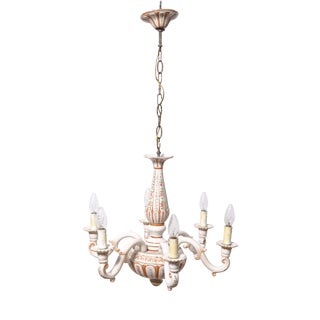 Ceramic 6-Arm Chandelier with Floral Decorations, 1960s For Sale