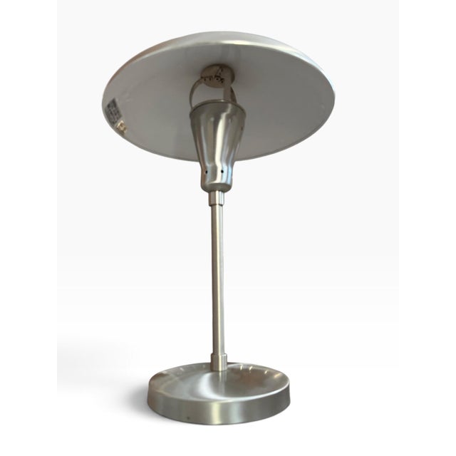 Vintage Space Age Mushroom Table Lamp | Silver Dome Ufo Lamp | Retro Metal For Sale - Image 4 of 7