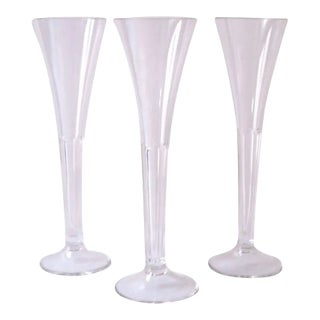 Crystal Champagne Flutes Glasses, in the Style of Val St Lambert, Set of 3 For Sale