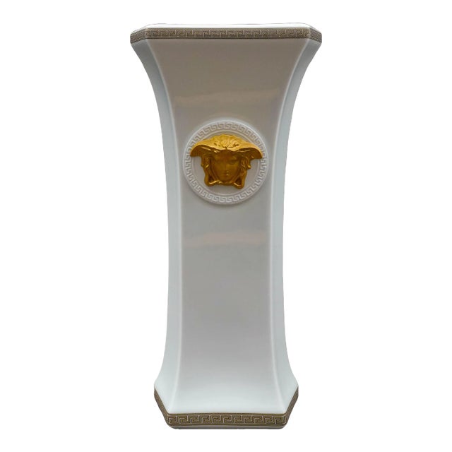 Mid 20th Century Versace Rosenthal Gorgona Medusa White Greek Key