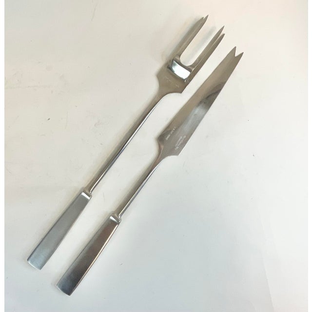 Mid-Century Modern Mid 20th Century Italian Contemporary Modern Alfredo Guerra Stainless Steel Cutlery Set - 2 Pieces. For Sale - Image 3 of 9