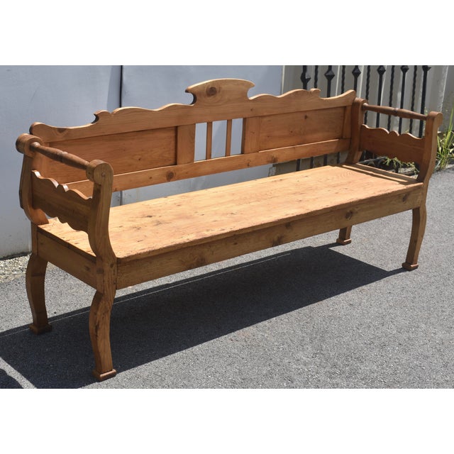 Pine Paneled Bench or Settle, Hungary For Sale - Image 4 of 15