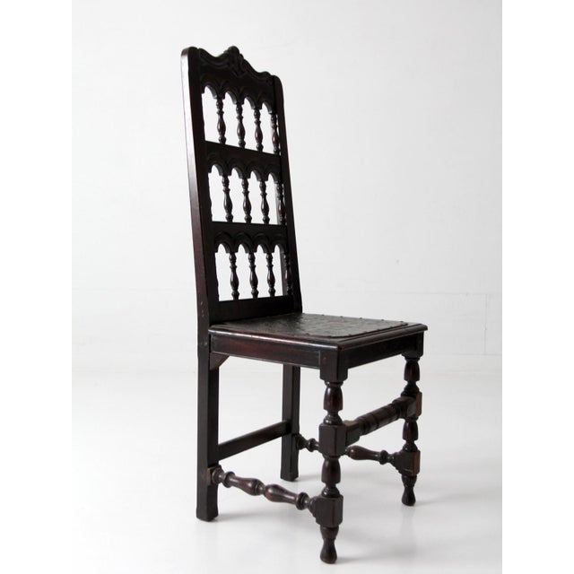 Antique Victorian Spindle Back Chair With Leather Seat For Sale - Image 14 of 16