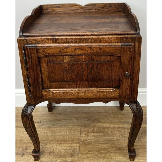 Vintage French Louis Style Oak Bedside Table For Sale - Image 10 of 10