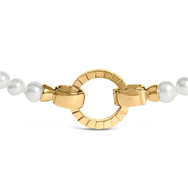Contemporary 18K Yellow Gold Vermeil Pearl Strand Infinity Necklace For Sale - Image 3 of 5