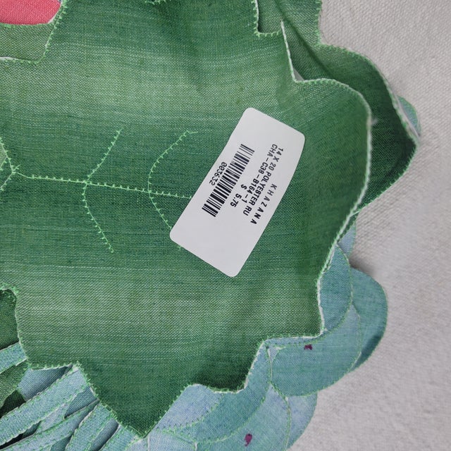Mediterranean Late 20th Century Khazana Grape Clusters Cutout Placemats Green Pink Blue Polyester New - Set of 8 For Sale - Image 3 of 10