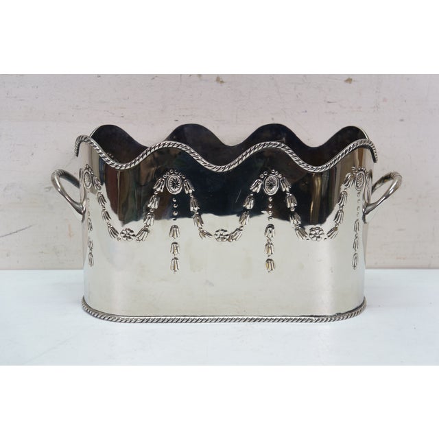 Early 20th Century Antique French Silver Plate Divided 3 Bottle Champagne Wine Cooler Bucket For Sale - Image 5 of 16