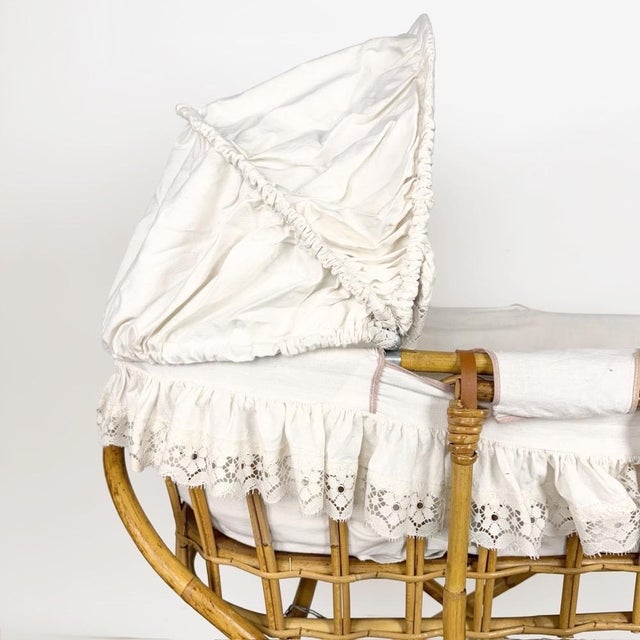 Bohemian Rattan Basket on Stand, 1970s For Sale - Image 4 of 14