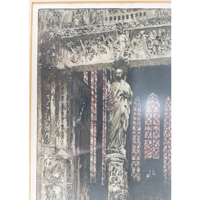 Gothic Mid 20th Century Cathedral Etching with Aquatint by Franz Wolf, Framed For Sale - Image 3 of 11