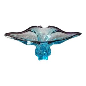 Mid 20th Century Vintage Italian Hand-Blown Blue and Purple Art Glass Bowl