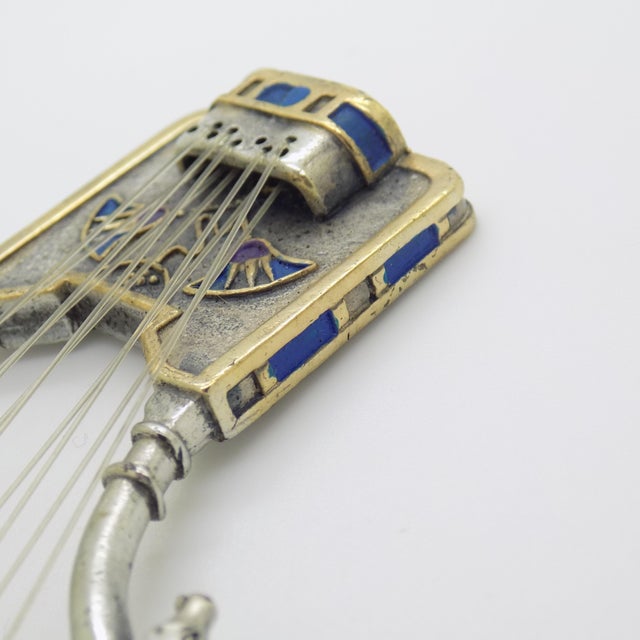 Vintage Handmade Egyptian Lyre Figurine in Silver, Florence, Italy, 1980s For Sale - Image 10 of 18