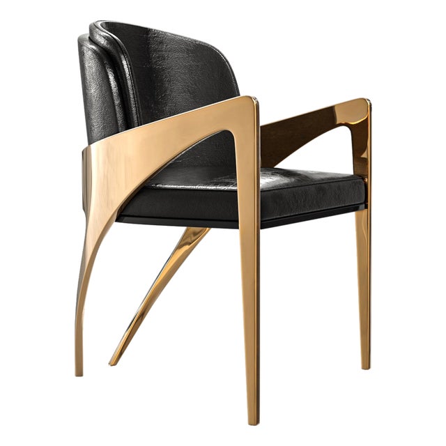"Amalfi 2" Chair, With Bronze and Tailor Made Leather For Sale