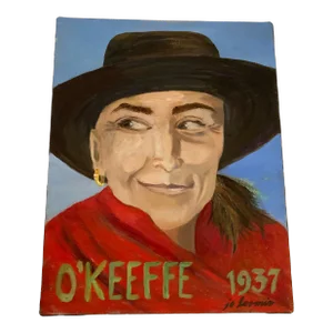 Small Portrait Painting of Georgia Okeeffe by Jo Loomis From a 1927 Photograph