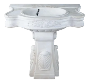 Italian Carerra Marble Neoclassical Bathroom Pedestal Sink Basin 32"