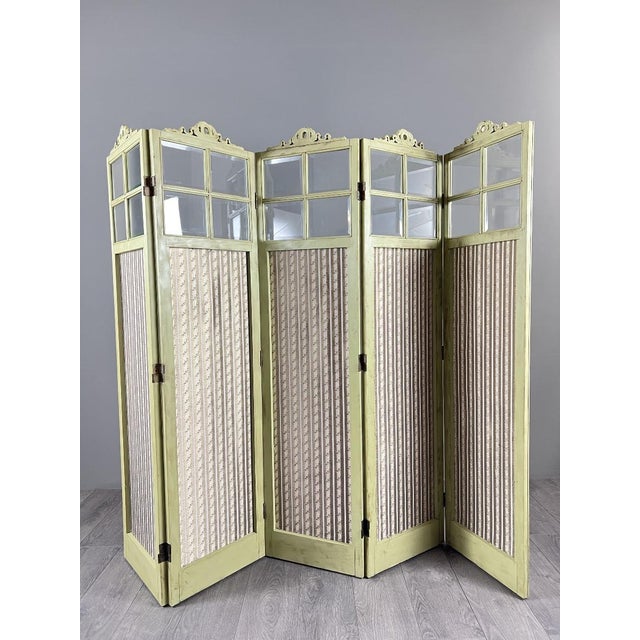 19th Century Louis XVI Style 5-Panel Screen For Sale - Image 4 of 12