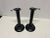 Metal Pair of Vintage Black Metal Hog Scraper Candle Holders For Sale - Image 7 of 7
