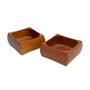 Sculpted Solid Teak Bowls by Sowe Konst Sweden - a Pair