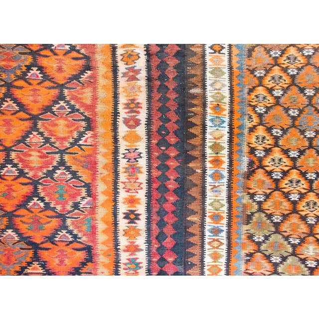 Orange Early 20th Century Persian Qazvin Kilim Rug For Sale - Image 8 of 15