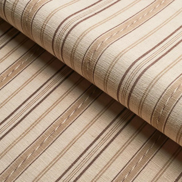 Schumacher Schumacher Lightfoot Stripe Fabric in Coffee For Sale - Image 4 of 4
