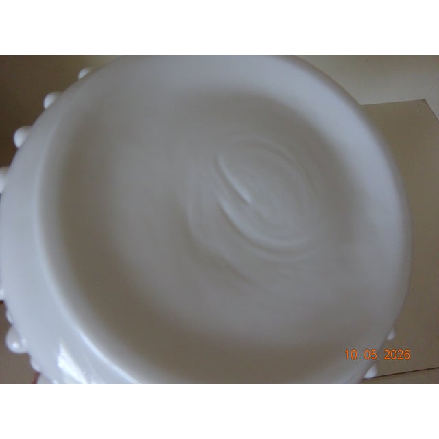 Vintage 1950 White Hobnail Milk Glass Basket For Sale - Image 4 of 5
