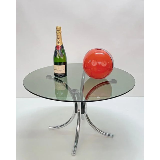 Mid-Century Italian Chromed Steel Coffee Table with Round Smoked Glass Top, 1960s For Sale - Image 13 of 15