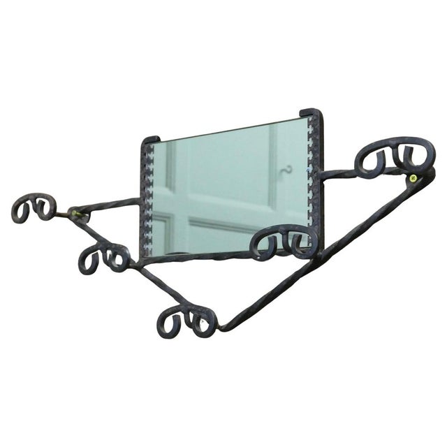 Black French Iron Hat and Coat Rack with Mirror, 1960 For Sale - Image 8 of 8