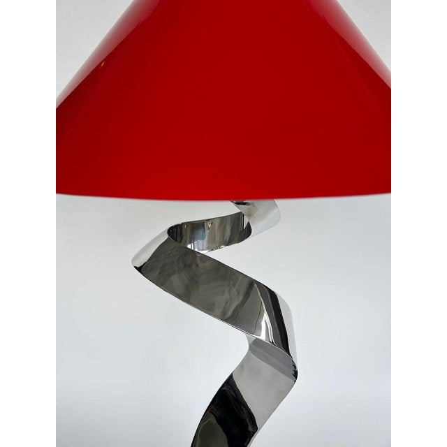 2020s Abstract Sculpted Stainless Steel Table Lamp, Metal Shade by Norton For Sale - Image 5 of 12