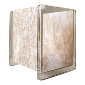 1960s L & R Enterprises Pearlized Acrylic/Lucite Wastebasket, Made in California, Mint Condition With Original Label