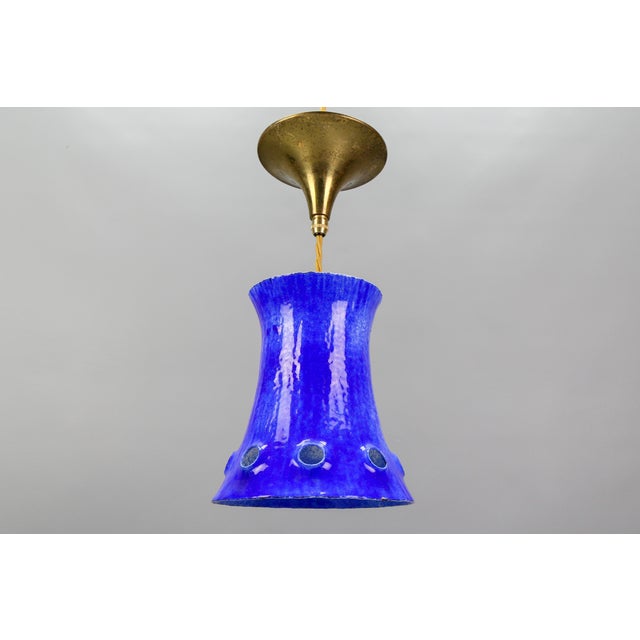 Mid-Century Modern Blue Enameled Iron Pendant Light, 1960s For Sale - Image 13 of 18