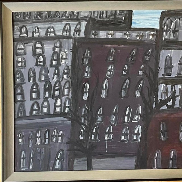 Metal Vintage Boho Original Abstract Expressionism Oil Painting on Canvas For Sale - Image 7 of 15
