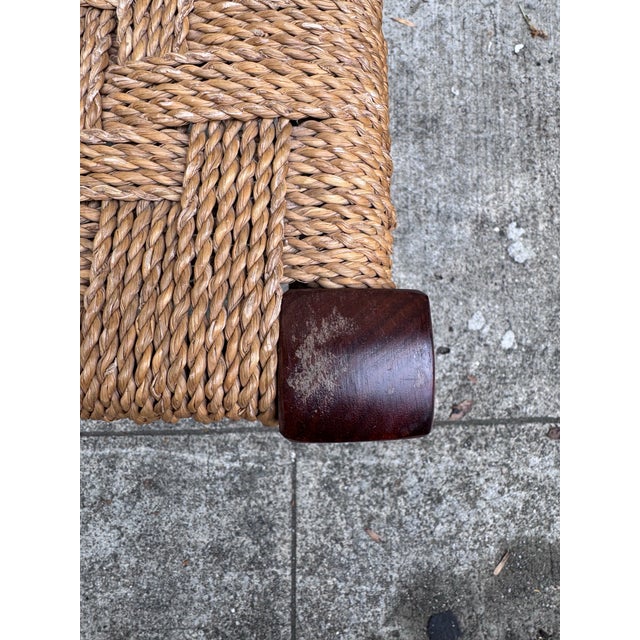 French Mid-Century Rope Footstool, Audoux-Minet Style — C. 1950s–60s For Sale - Image 9 of 10