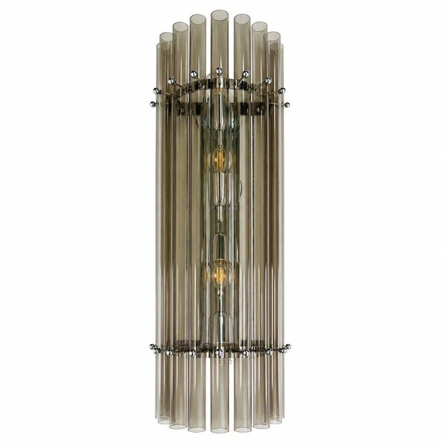 Brown Smoked-Fumé Glass Pipe Wall Sconces by Simoeng, Set of 2 For Sale - Image 8 of 8