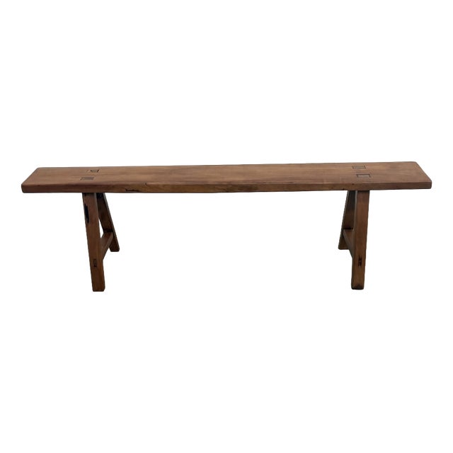 Vintage Walnut Bench, 1950s For Sale