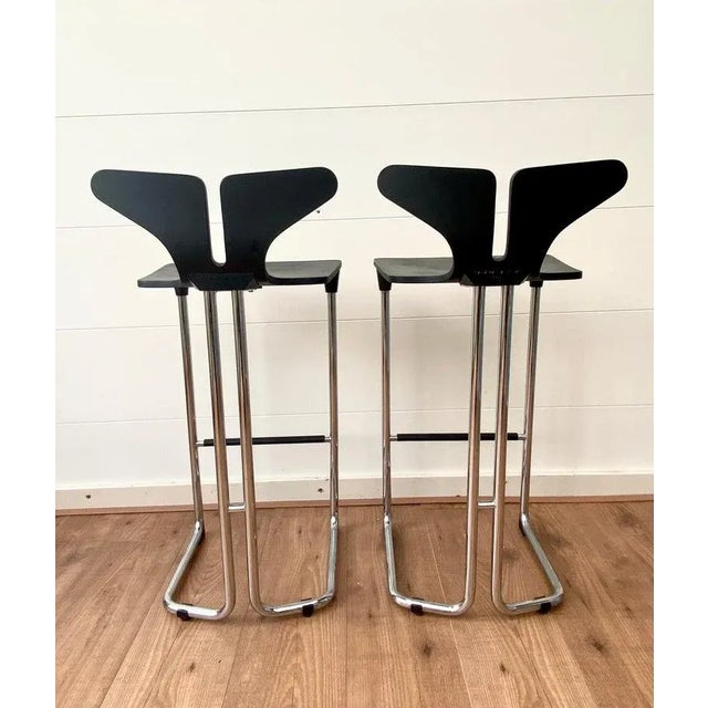 Set of Modern Black and Chromed Barstools from Casamania For Sale - Image 4 of 9