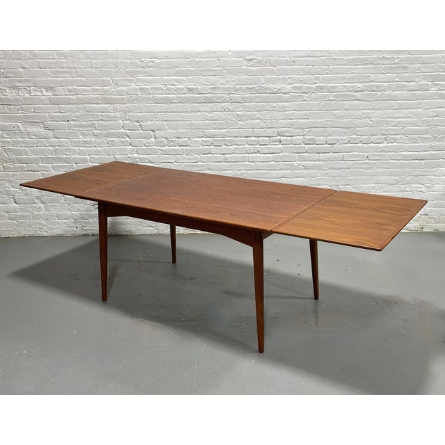 Danish Mid Century Modern Teak Dining Table, Hidden Leaves, C. 1960’s For Sale - Image 9 of 11