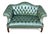 1950s Vintage English Chippendale-Style Forest Green Tufted Leather Camelback Settee For Sale - Image 5 of 15