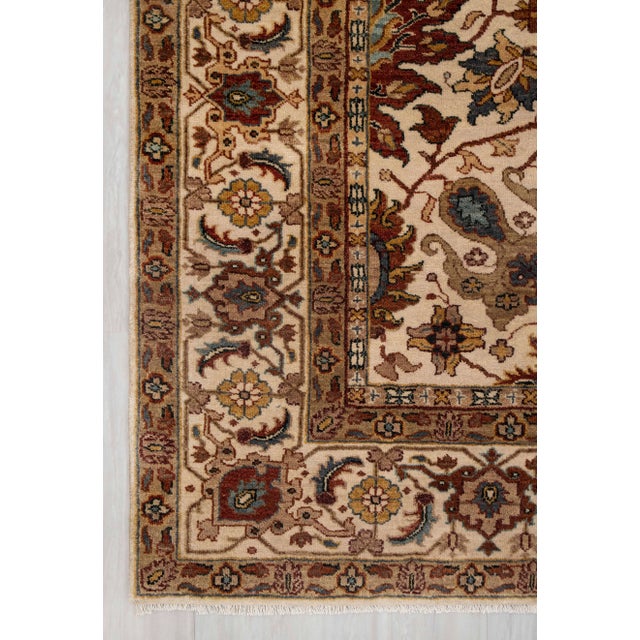 Ivory Cream Persian Tabriz Soft Hand Knotted Wool Rug 6x9Ft. For Sale - Image 10 of 18