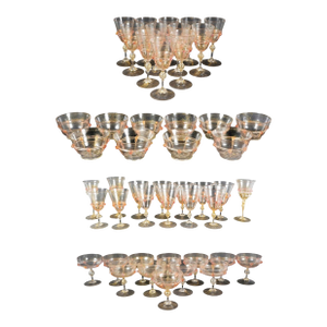 Mid 20th Century Set of Salviati Murano Italian Art Glass Venetian Stemware & Bowls - 48 pcs