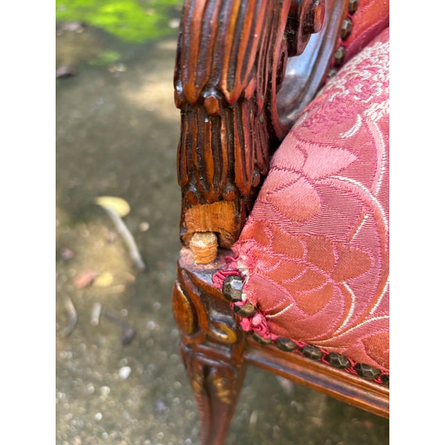 Pair of 1940s Attributed Grosfeld House French Wingback Chairs With Original Fabric For Sale In Greenville, SC - Image 6 of 12