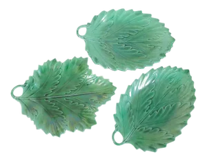 19th Century English Green Glazed Porcelain Leaf Dishes - Set of 3