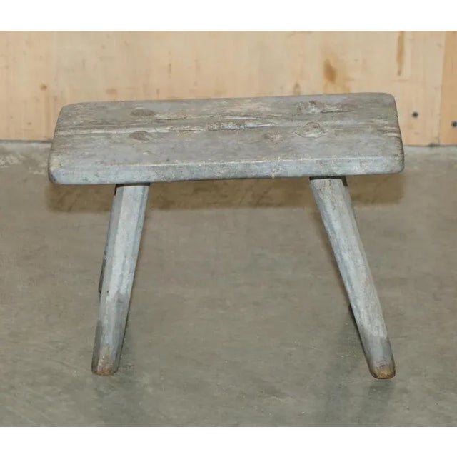 Small Antique Milking Dairy Stool, 1900 For Sale - Image 3 of 11