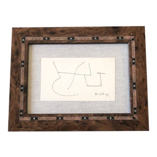 Original Vintage Robert Cooke Miniature Abstract Ink Drawing Framed 1970’s For Sale